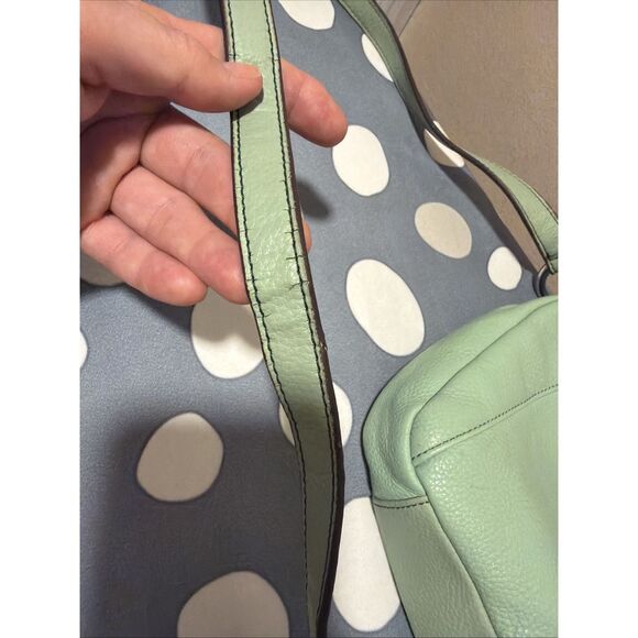 Tignanello Leather Crossbody Bucket Bag Mint Green Laser Cut Adjustable Strap - Picture 9 of 9